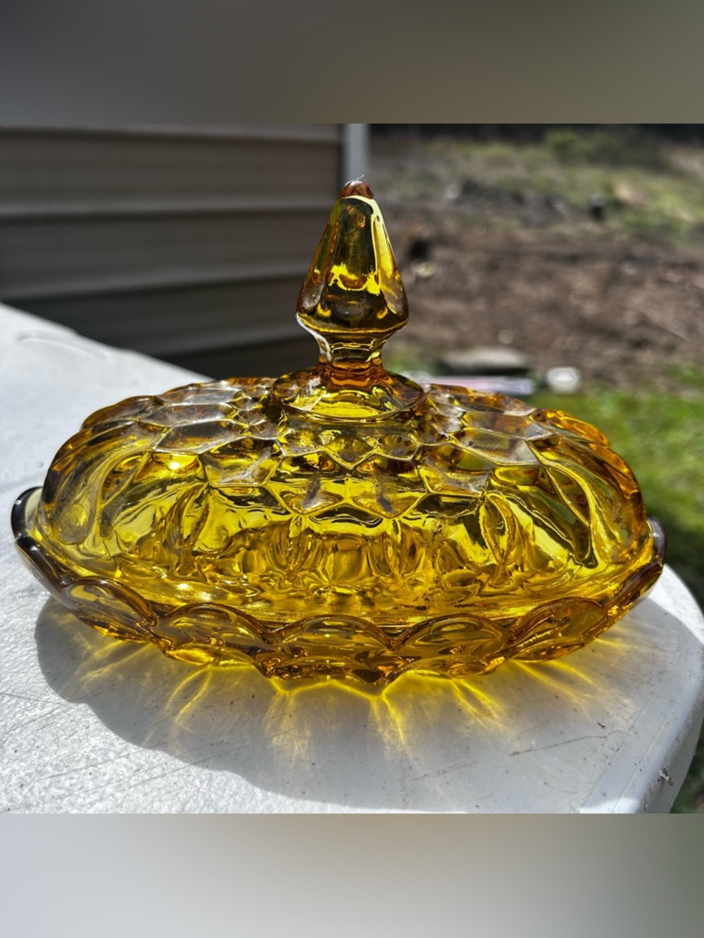 Amber Glass Decorative Covered butter Dish - Home Art
